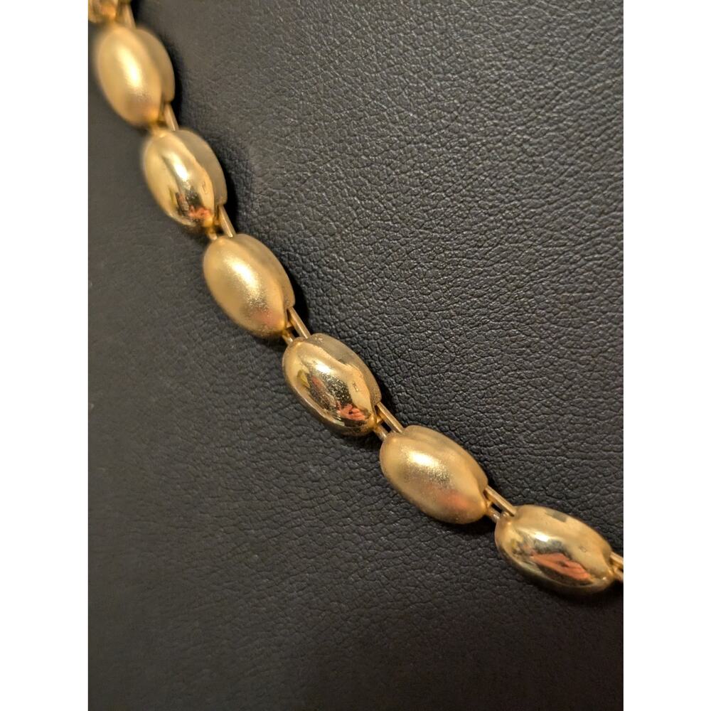 Satin & Polished Finish Gold Tone Beaded 18"-20.5" Necklace - Picture 5 of 7